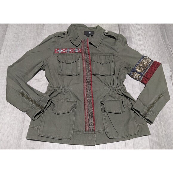 Sachin + Babi Denham Embroidered Cargo Jacket Women's Size 8 Olive Green Utility - Picture 1 of 10